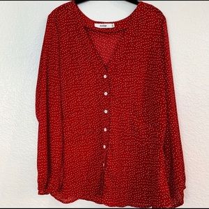 JUSTFAB Red Polka Dot Blouse